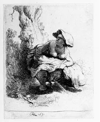 Vrouw die onder een boom urineert, 1631